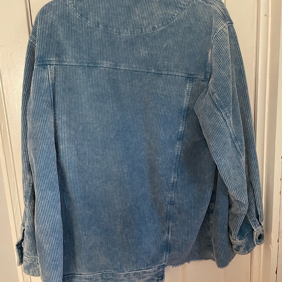 Women's Retro Distressed Corduroy Shacket Jacket Oversized Midi-Long Fringe - Picture 3 of 5